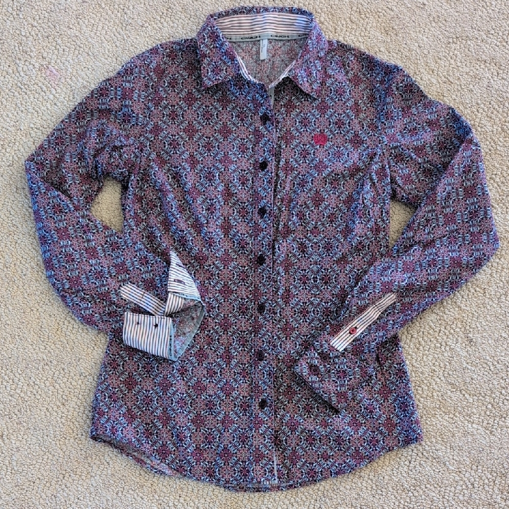 Cinch Women's Patterned Blouse - Red and Blue